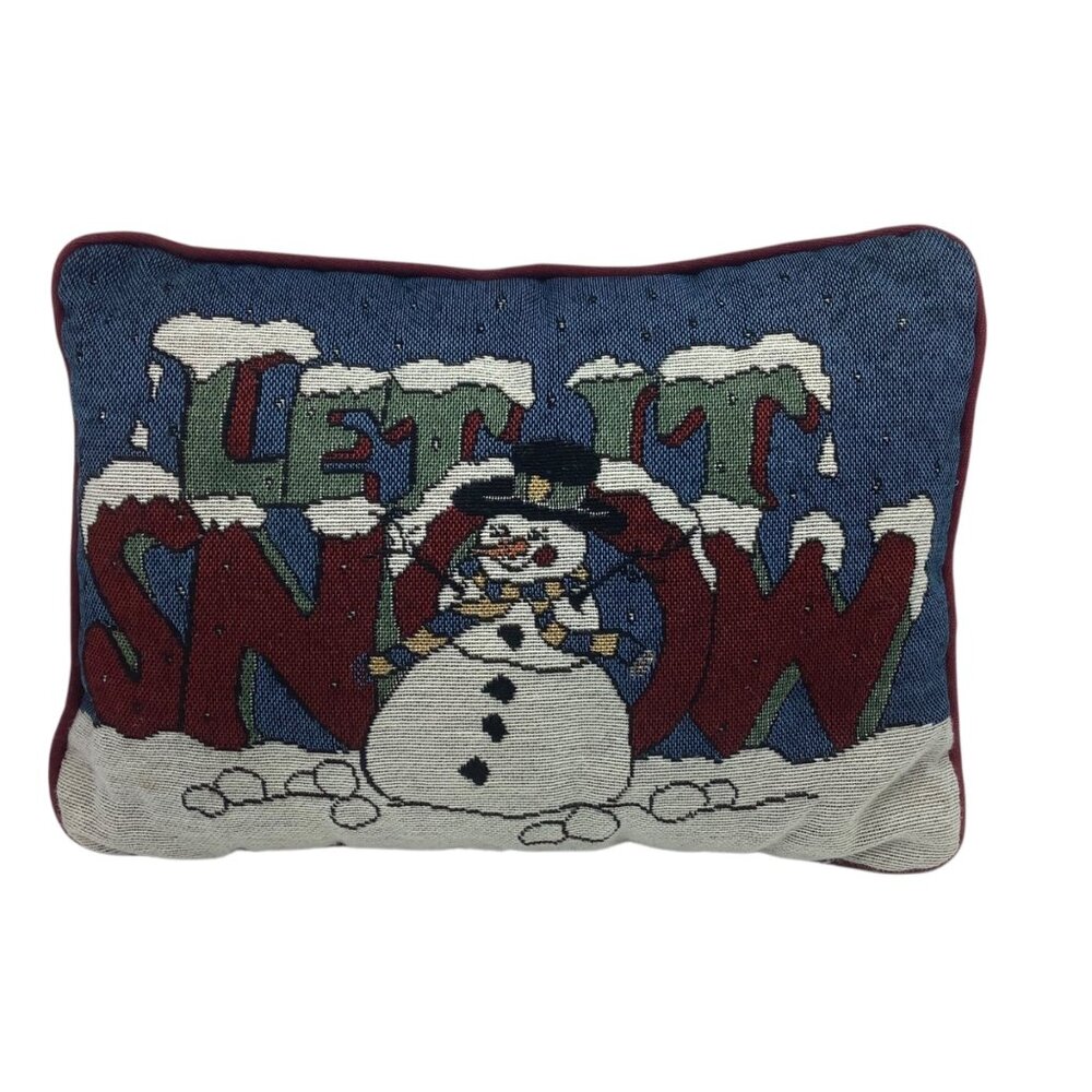 Let It Snow Tapestry Accent Throw Pillow‎ 12” x 8.5” Holiday Decor